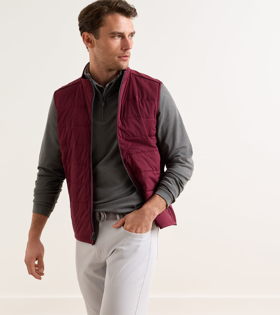 Peter Millar Fuse Hybrid Vest: Bordeaux
