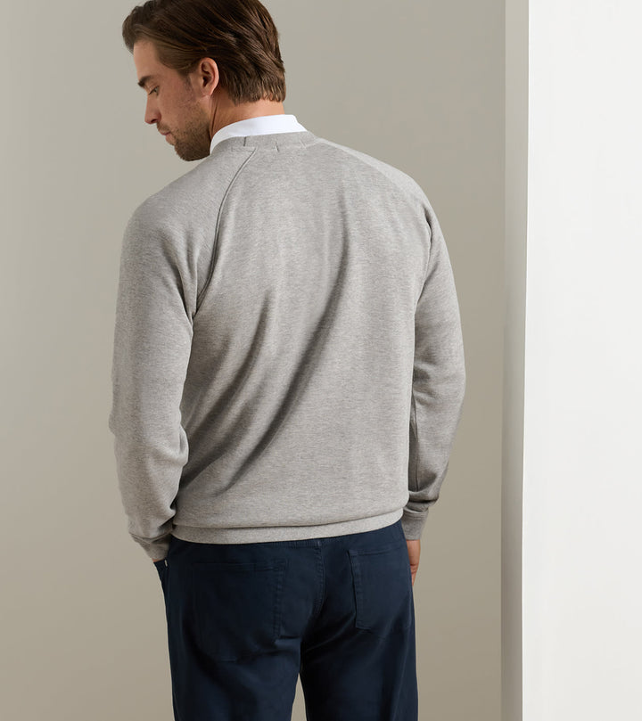 Peter Millar Crown Comfort Knit Crew: Light Grey