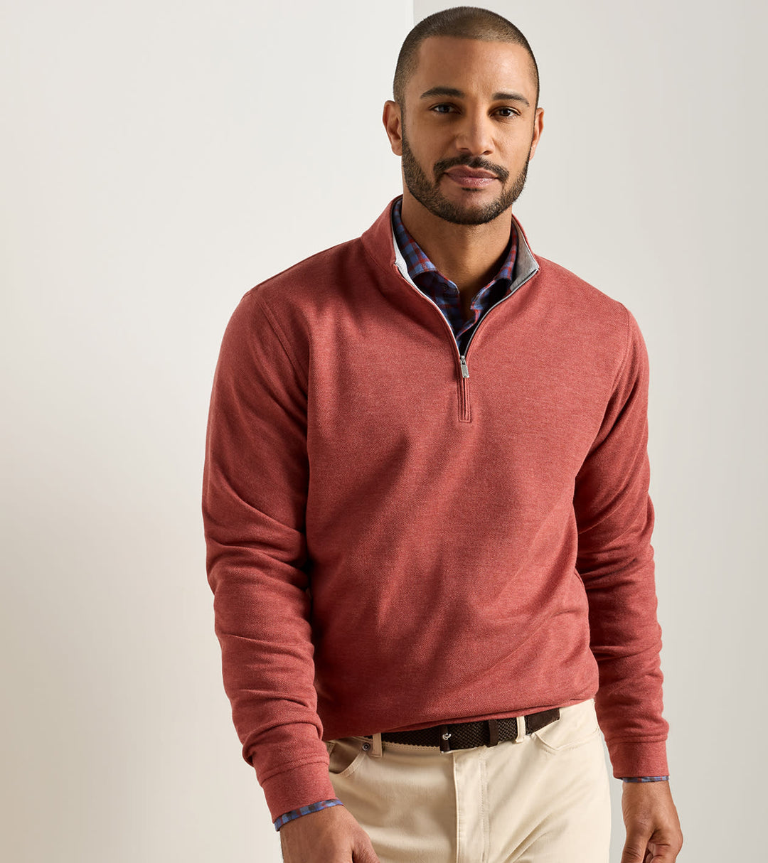 Peter Millar Crown Comfort Quarter-Zip Pullover: Burnt Orange