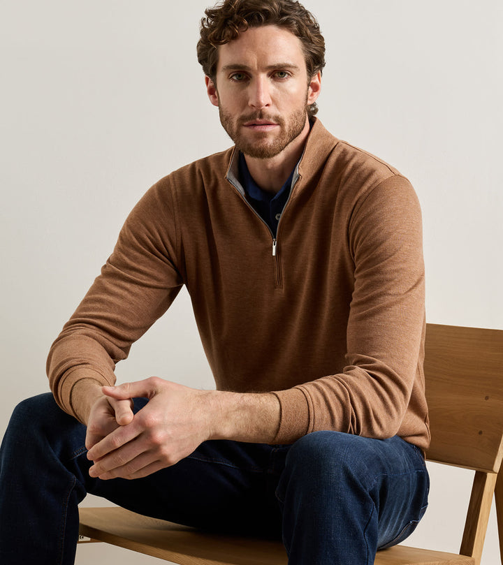 Peter Millar Crown Comfort Quarter-Zip Pullover: Dark Amber