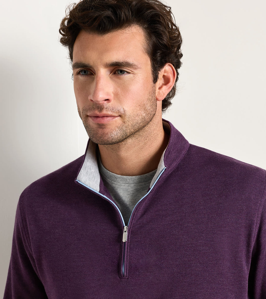 Peter Millar Crown Comfort Quarter-Zip Pullover: Grapeseed