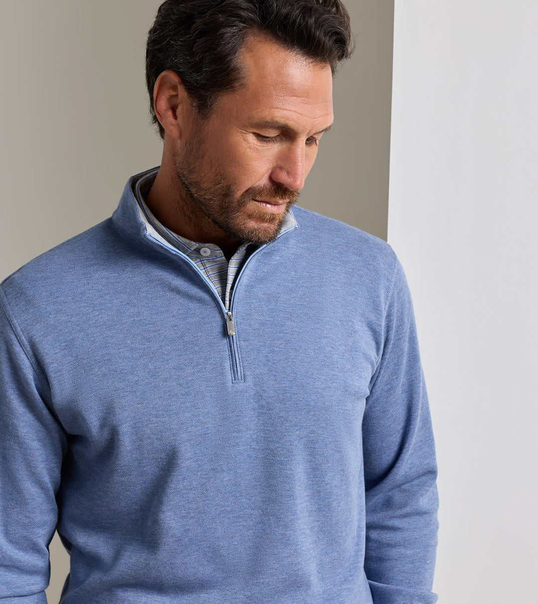Peter Millar Crown Comfort Quarter-Zip Pullover: Summer Rain