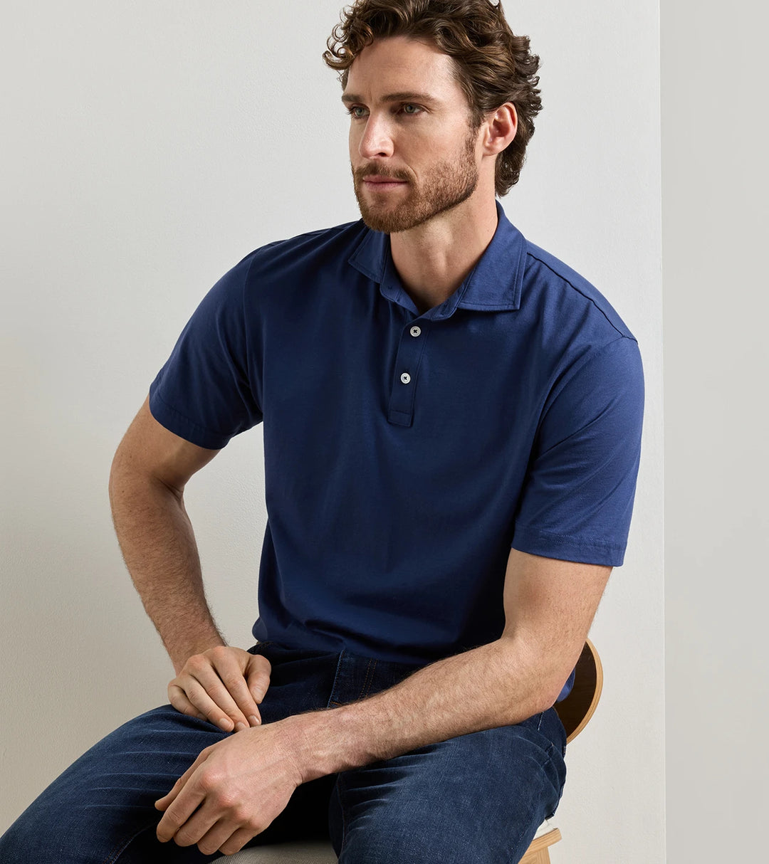 Peter Millar Crown Flex Cotton Short-Sleeve Polo: Atlantic Navy