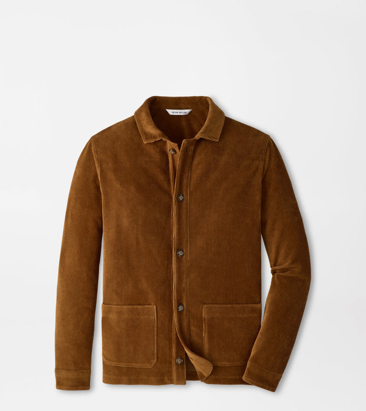 Peter Millar Corduroy Knit Chore Coat: Dark Amber