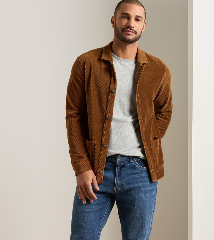 Peter Millar Corduroy Knit Chore Coat: Dark Amber