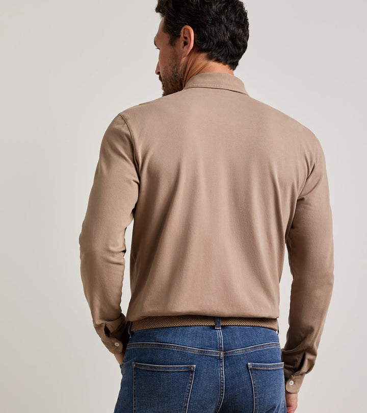 Peter Millar Crown Flex Cotton Long-Sleeve Polo: Sawgrass