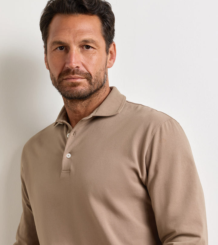 Peter Millar Crown Flex Cotton Long-Sleeve Polo: Sawgrass
