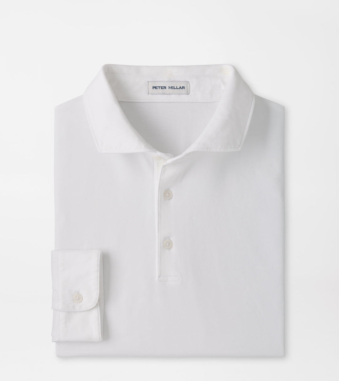 Peter Millar Crown Flex Cotton Long-Sleeve Polo: White