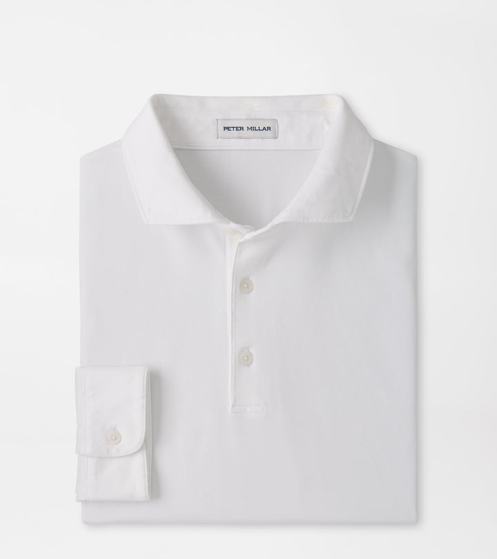 Peter Millar Crown Flex Cotton Long-Sleeve Polo: White