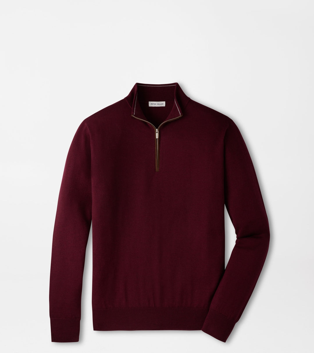 Peter Millar Autumn Crest Suede Trim Quarter-Zip: Bordeaux