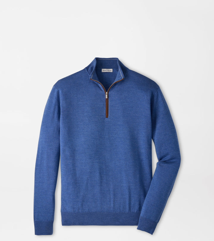Peter Millar Autumn Crest Suede Trim Quarter-Zip: Crown Blue