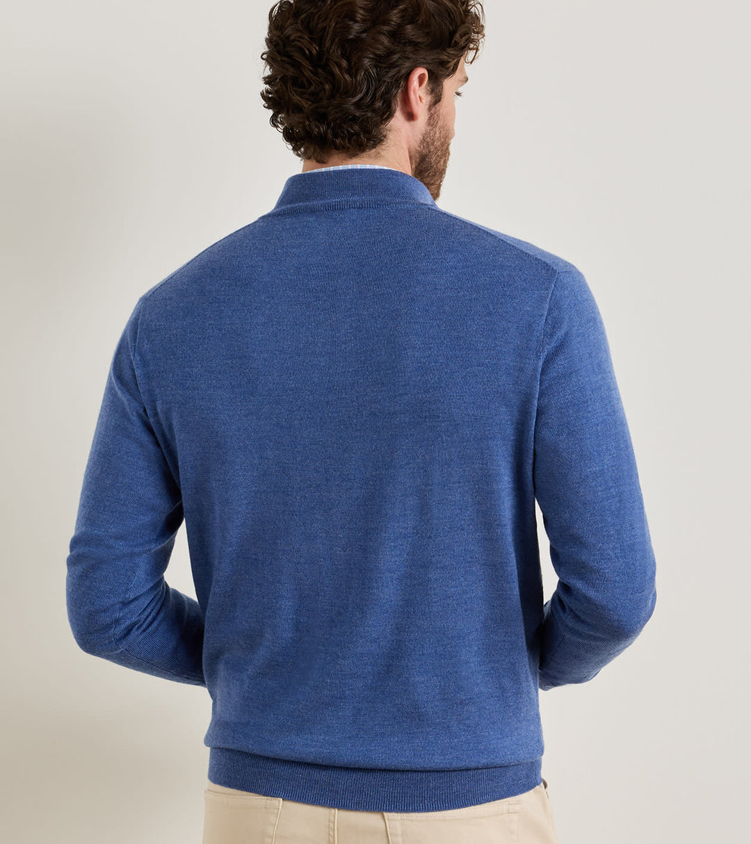 Peter Millar Autumn Crest Suede Trim Quarter-Zip: Crown Blue