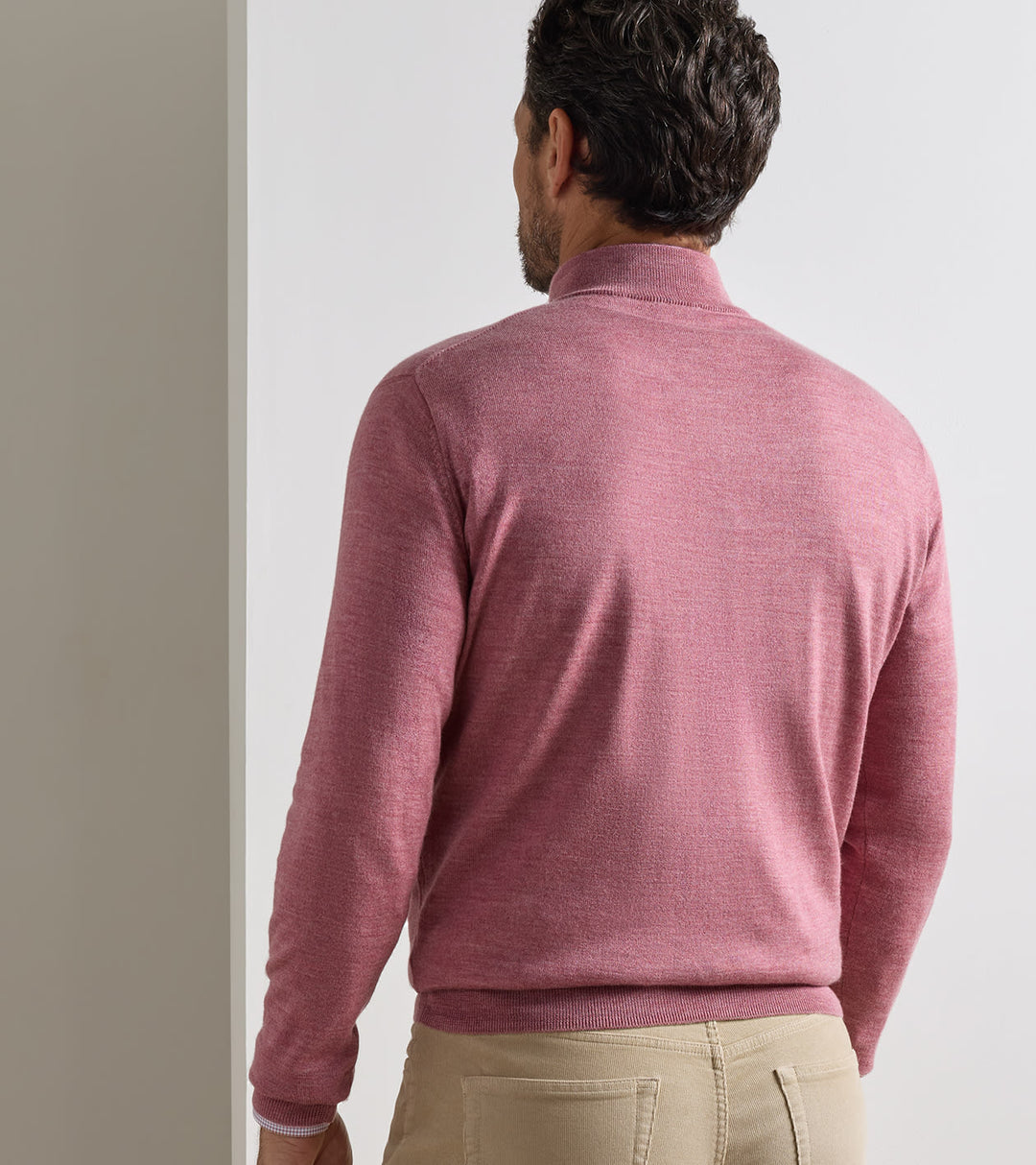 Peter Millar Autumn Crest Suede Trim Quarter-Zip: Dusty Rose