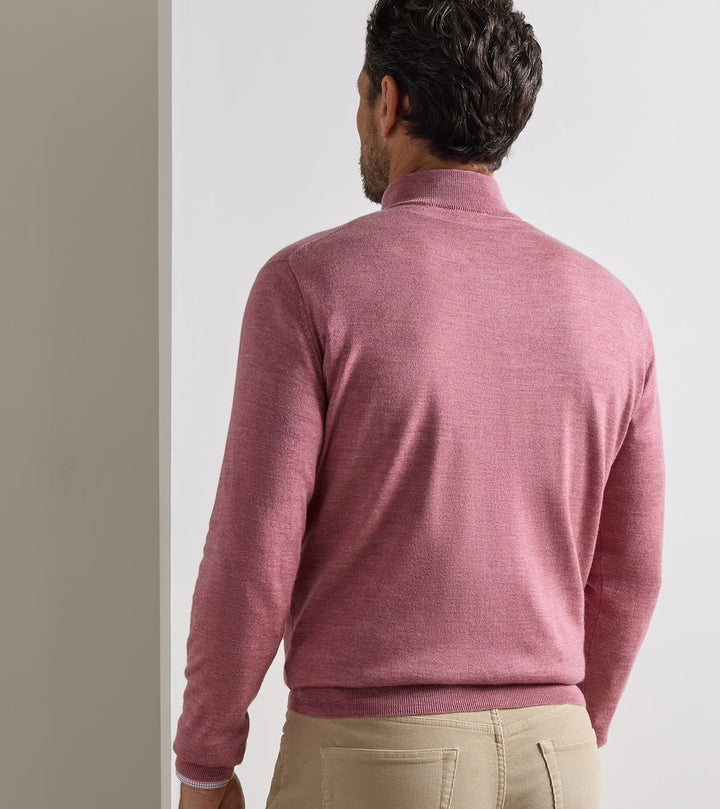 Peter Millar Autumn Crest Suede Trim Quarter-Zip: Dusty Rose