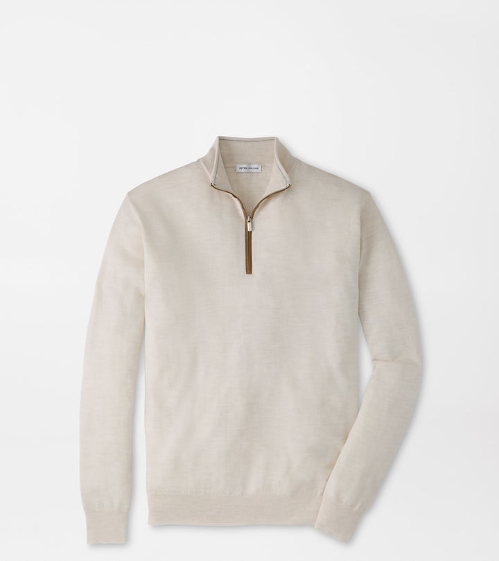 Peter Millar Autumn Crest Suede Trim Quarter-Zip: Ivory