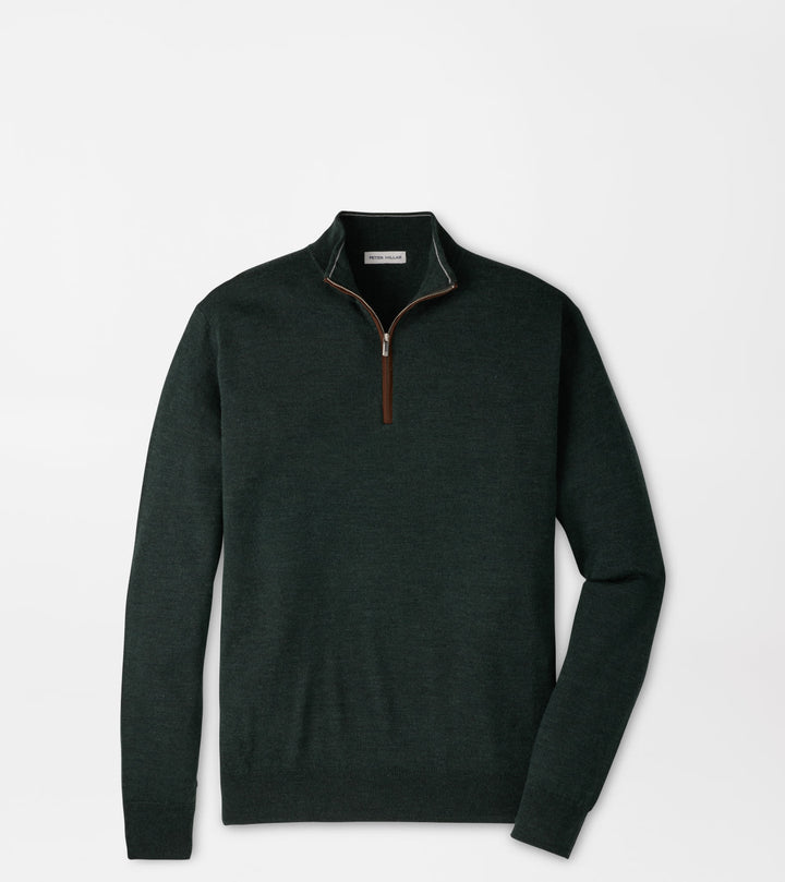 Peter Millar Autumn Crest Suede Trim Quarter-Zip: Pine Brook