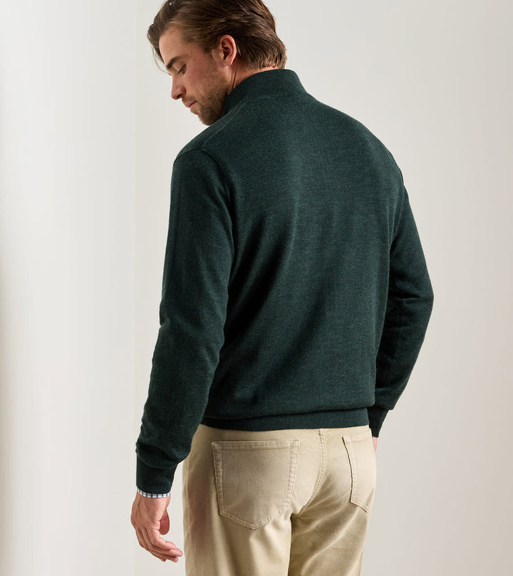 Peter Millar Autumn Crest Suede Trim Quarter-Zip: Pine Brook