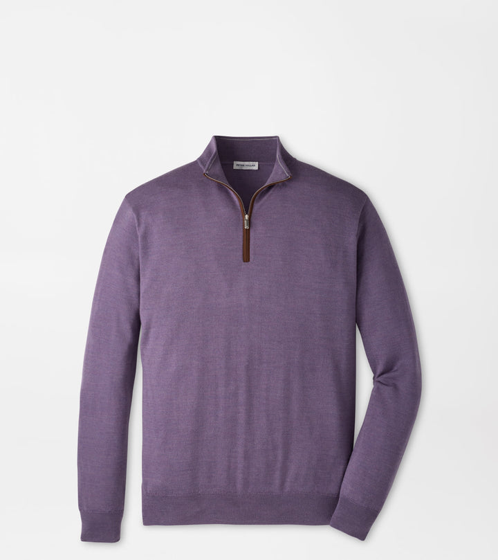 Peter Millar Autumn Crest Suede Trim Quarter-Zip: Purple Fig