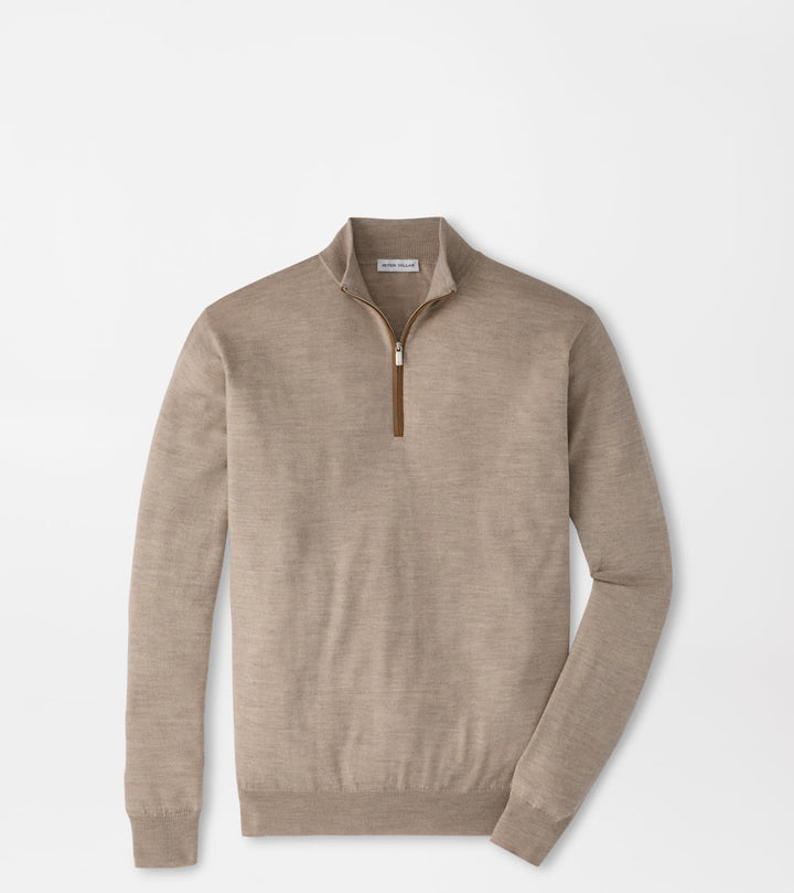 Peter Millar Autumn Crest Suede Trim Quarter-Zip: Stone
