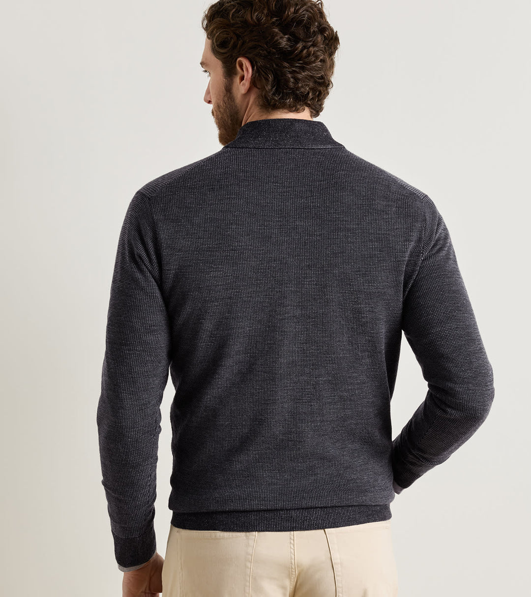 Peter Millar Blair Birdseye Quarter-Zip Sweater: Charcoal