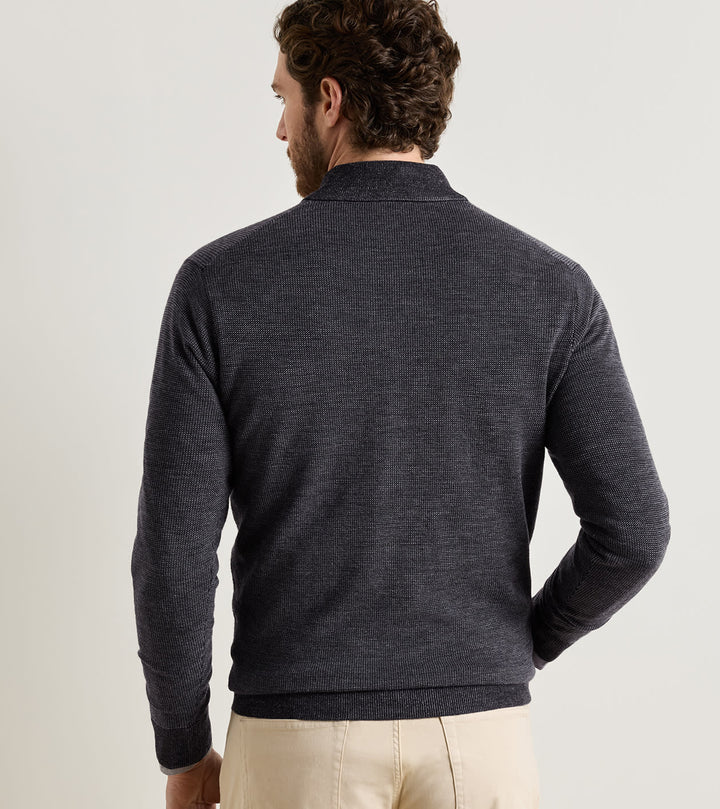 Peter Millar Blair Birdseye Quarter-Zip Sweater: Charcoal