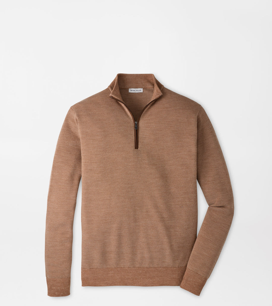 Peter Millar Blair Birdseye Quarter-Zip Sweater: Dark Amber