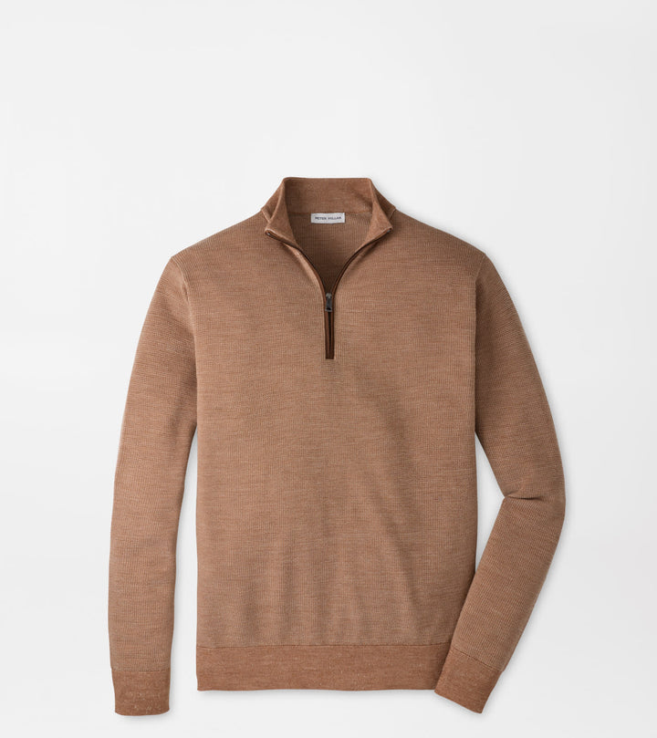 Peter Millar Blair Birdseye Quarter-Zip Sweater: Dark Amber