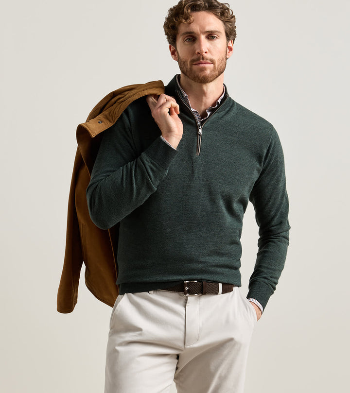 Peter Millar Blair Birdseye Quarter-Zip Sweater: Pine Brook