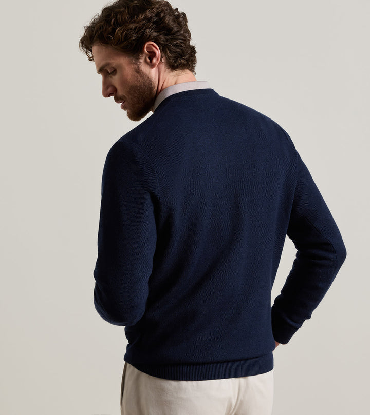 Peter Millar Autumn Crest Honeycomb Crewneck Sweater: Navy