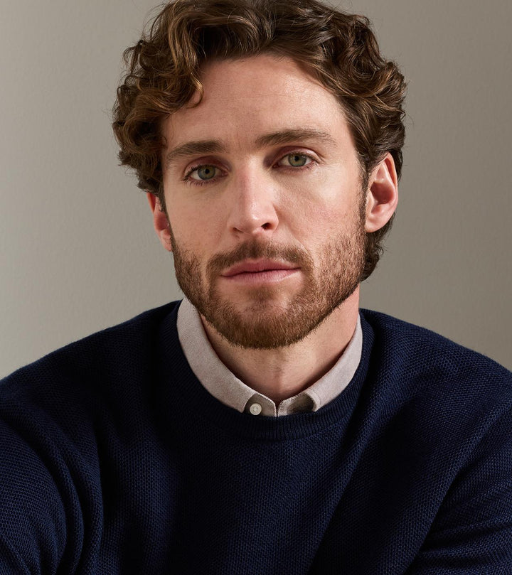Peter Millar Autumn Crest Honeycomb Crewneck Sweater: Navy