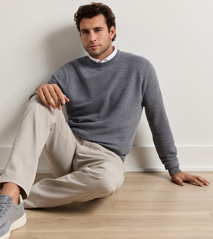 Peter Millar Autumn Crest Honeycomb Crewneck Sweater: Oslo Grey