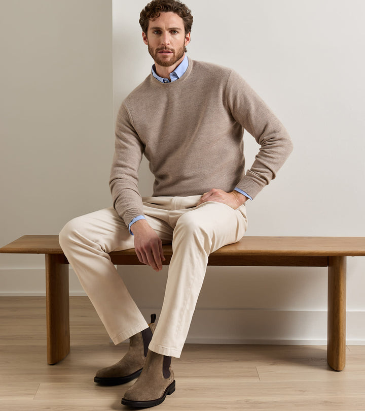 Peter Millar Autumn Crest Honeycomb Crewneck Sweater: Stone