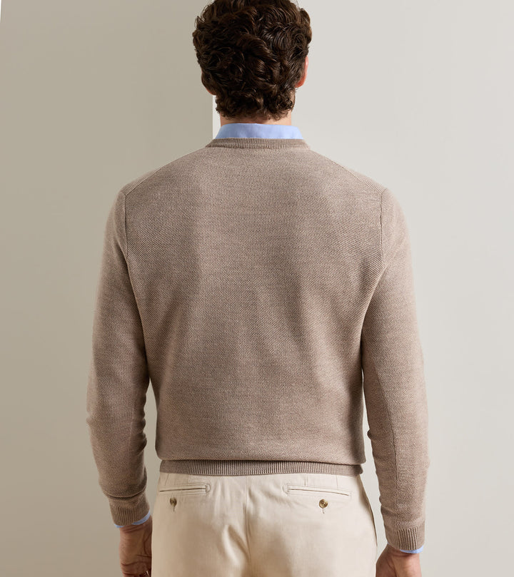 Peter Millar Autumn Crest Honeycomb Crewneck Sweater: Stone