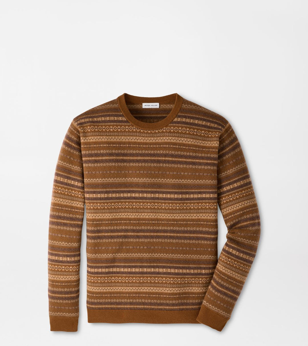 Peter Millar Saddle Fairisle Crewneck Sweater: Dark Amber