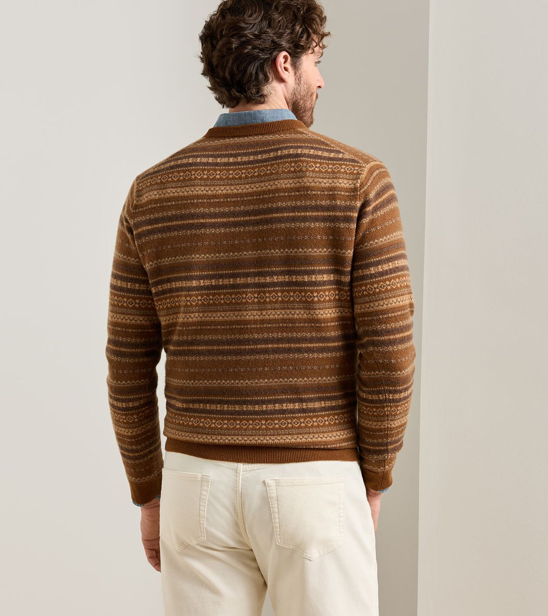 Peter Millar Saddle Fairisle Crewneck Sweater: Dark Amber