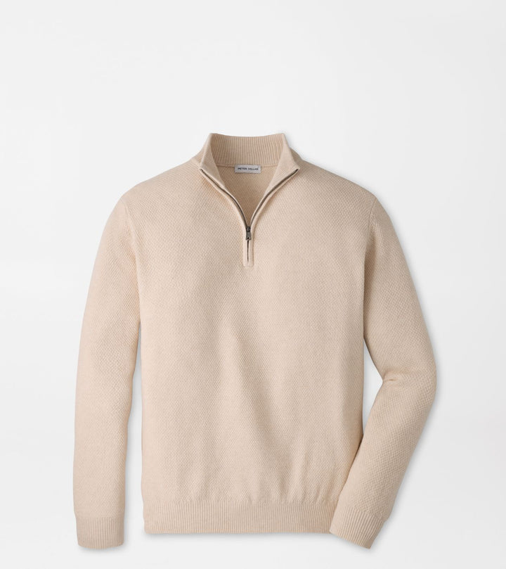 Peter Millar Crescent Texture Quarter Zip Sweater: Sandstone