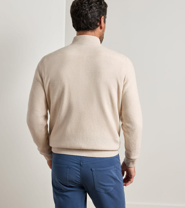 Peter Millar Crescent Texture Quarter Zip Sweater: Sandstone