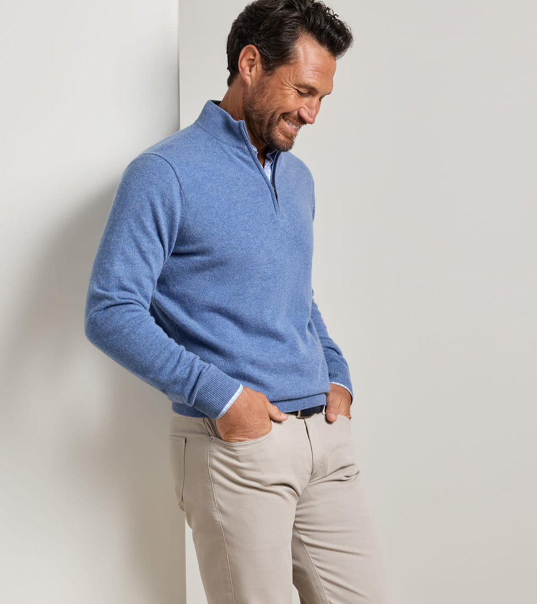 Peter Millar 25th Anniversary Cashmere Quarter-Zip Sweater: Astral Blue