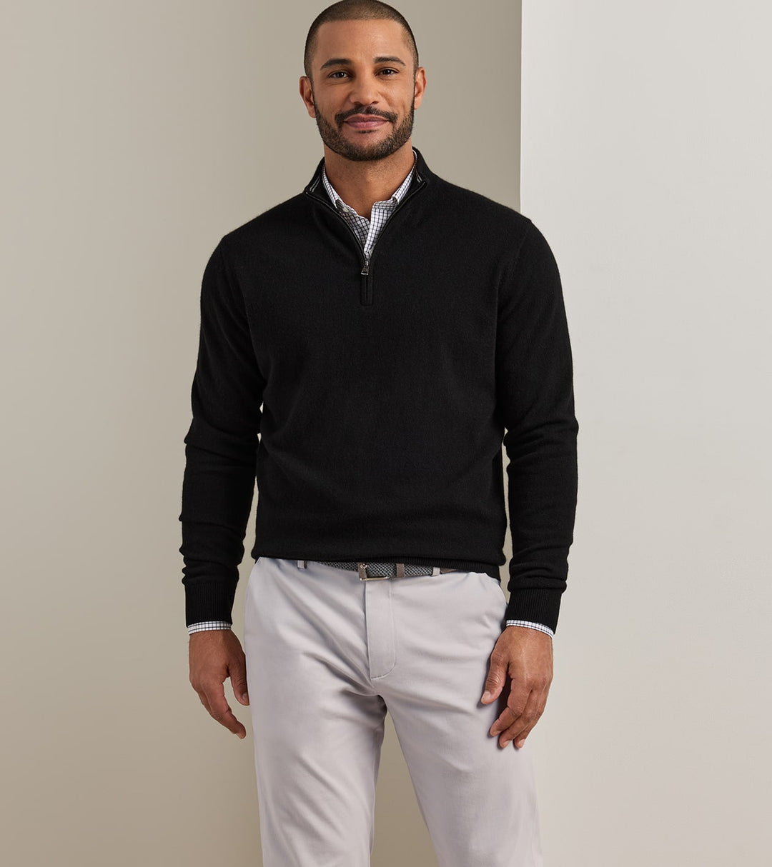 Peter Millar 25th Anniversary Cashmere Quarter-Zip Sweater: Black