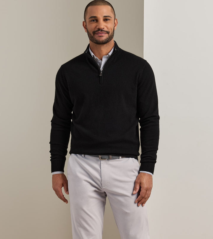 Peter Millar 25th Anniversary Cashmere Quarter-Zip Sweater: Black