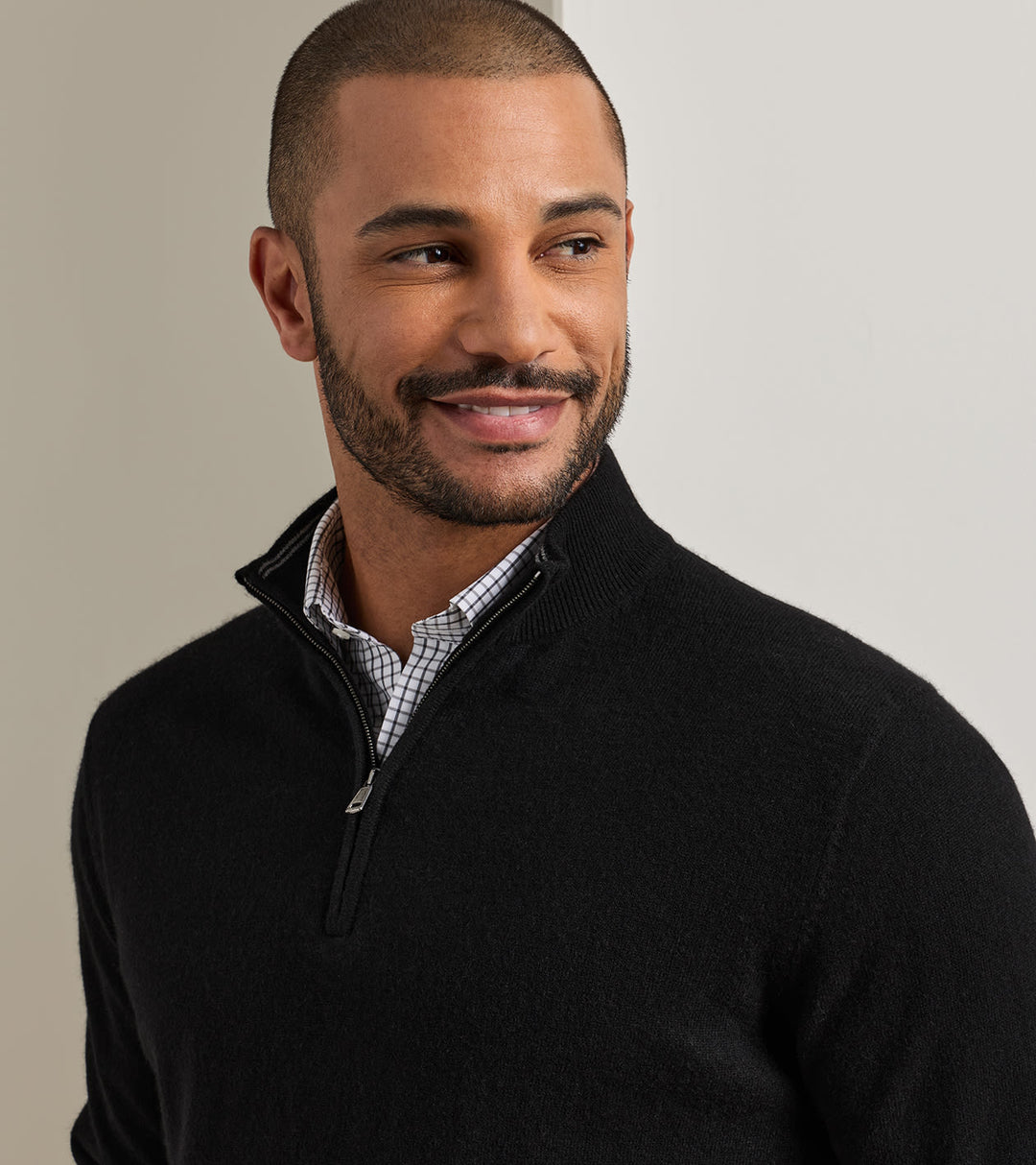 Peter Millar 25th Anniversary Cashmere Quarter-Zip Sweater: Black