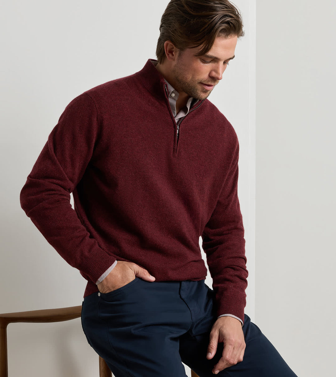Peter Millar 25th Anniversary Cashmere Quarter-Zip Sweater: Bordeaux