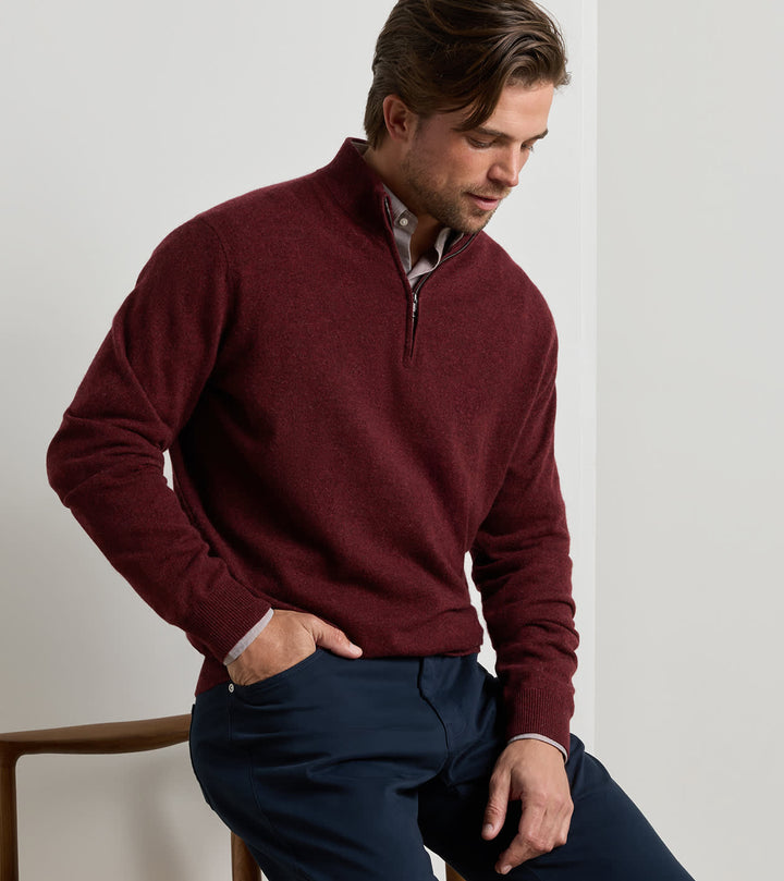 Peter Millar 25th Anniversary Cashmere Quarter-Zip Sweater: Bordeaux