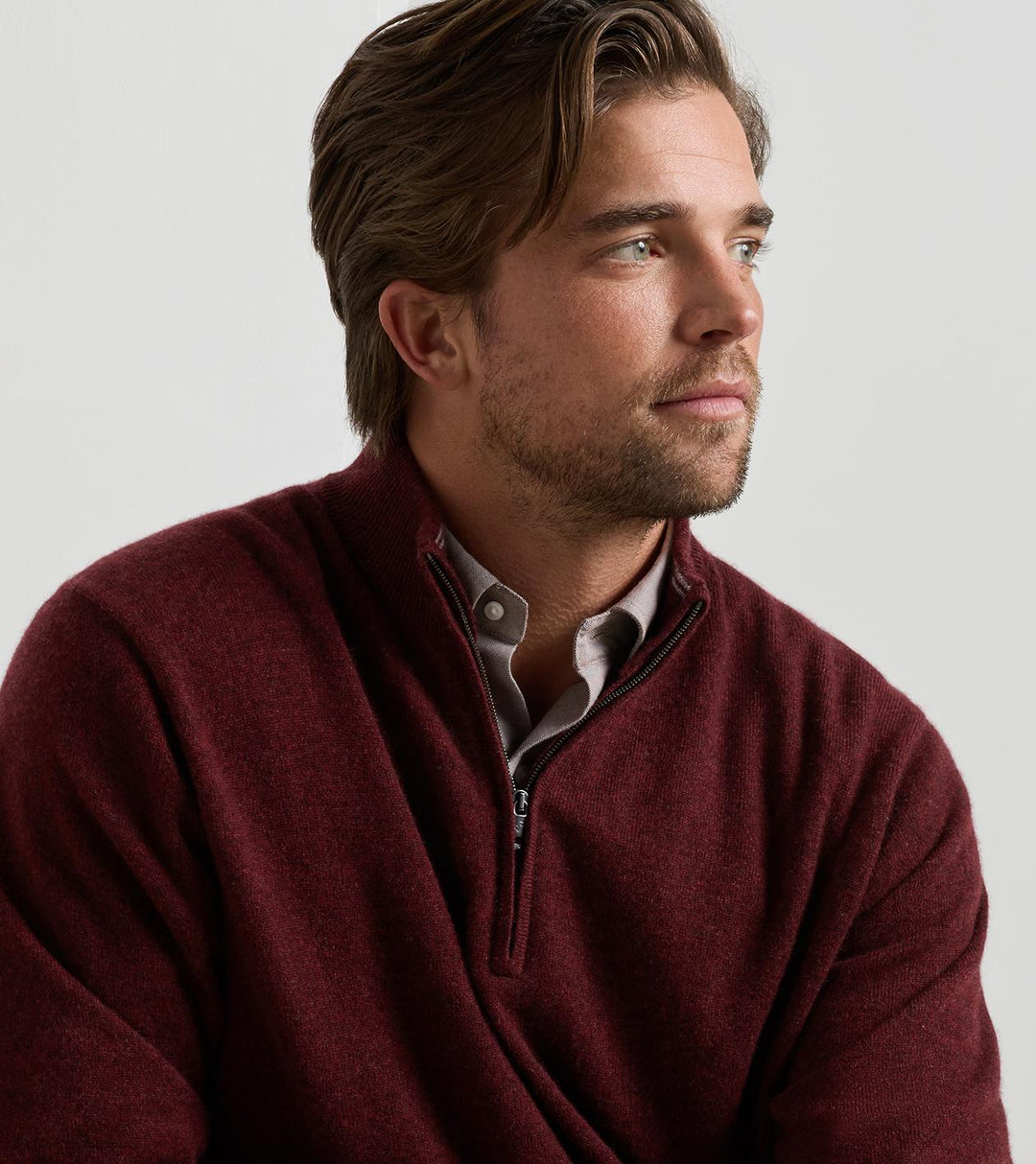 Peter Millar 25th Anniversary Cashmere Quarter-Zip Sweater: Bordeaux