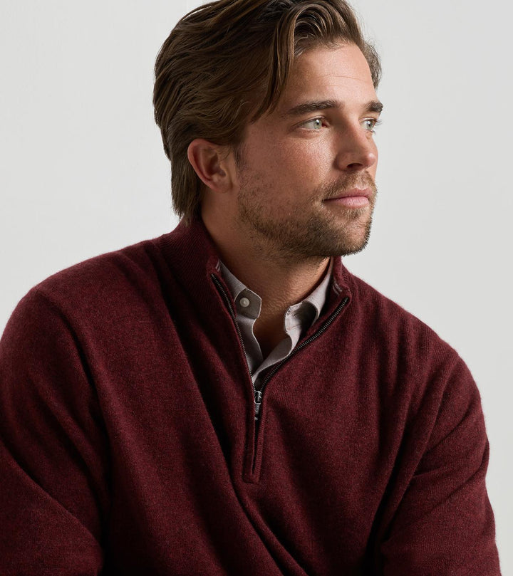 Peter Millar 25th Anniversary Cashmere Quarter-Zip Sweater: Bordeaux