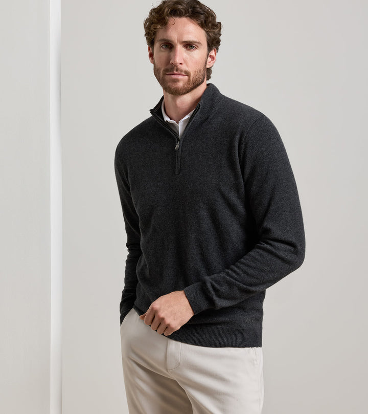 Peter Millar 25th Anniversary Cashmere Quarter-Zip Sweater: Charcoal