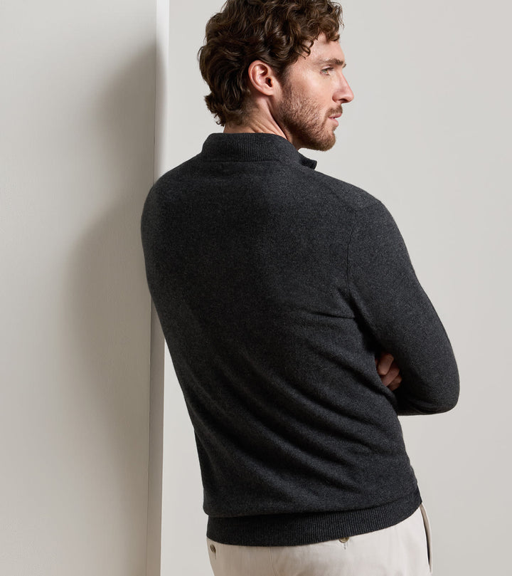 Peter Millar 25th Anniversary Cashmere Quarter-Zip Sweater: Charcoal