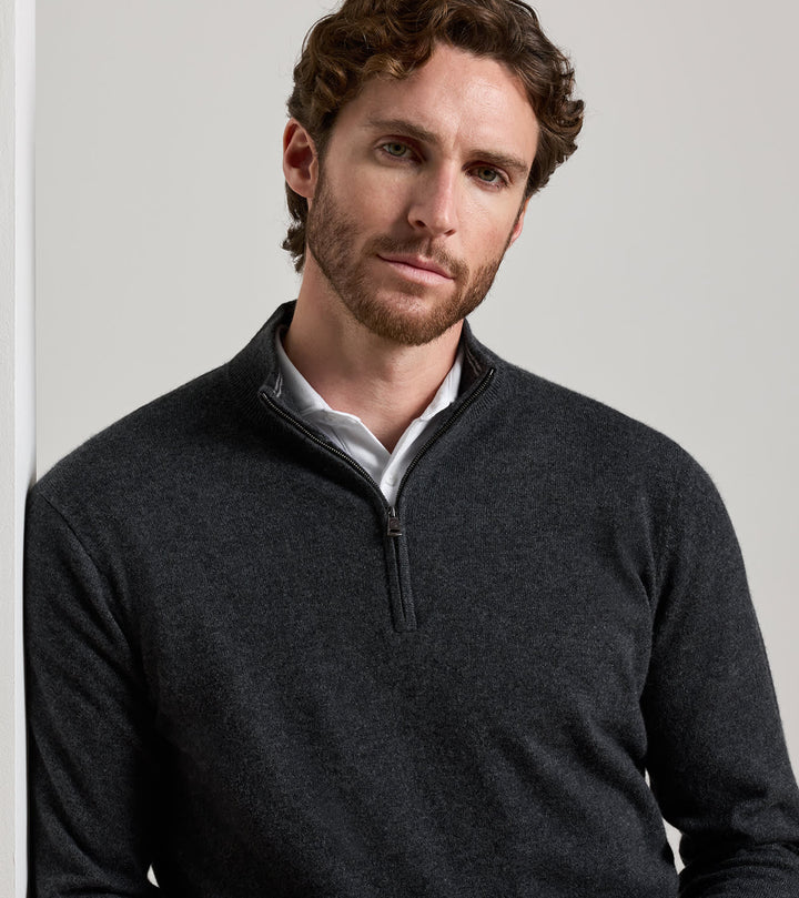 Peter Millar 25th Anniversary Cashmere Quarter-Zip Sweater: Charcoal