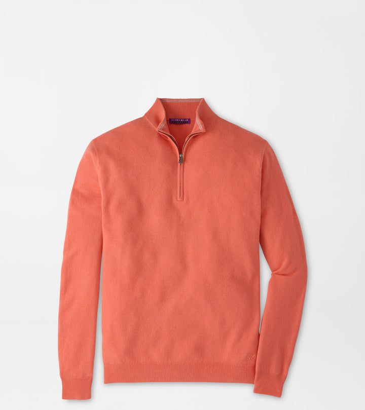 Peter Millar 25th Anniversary Cashmere Quarter-Zip Sweater: Coral