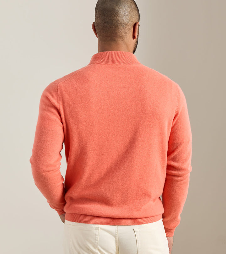 Peter Millar 25th Anniversary Cashmere Quarter-Zip Sweater: Coral